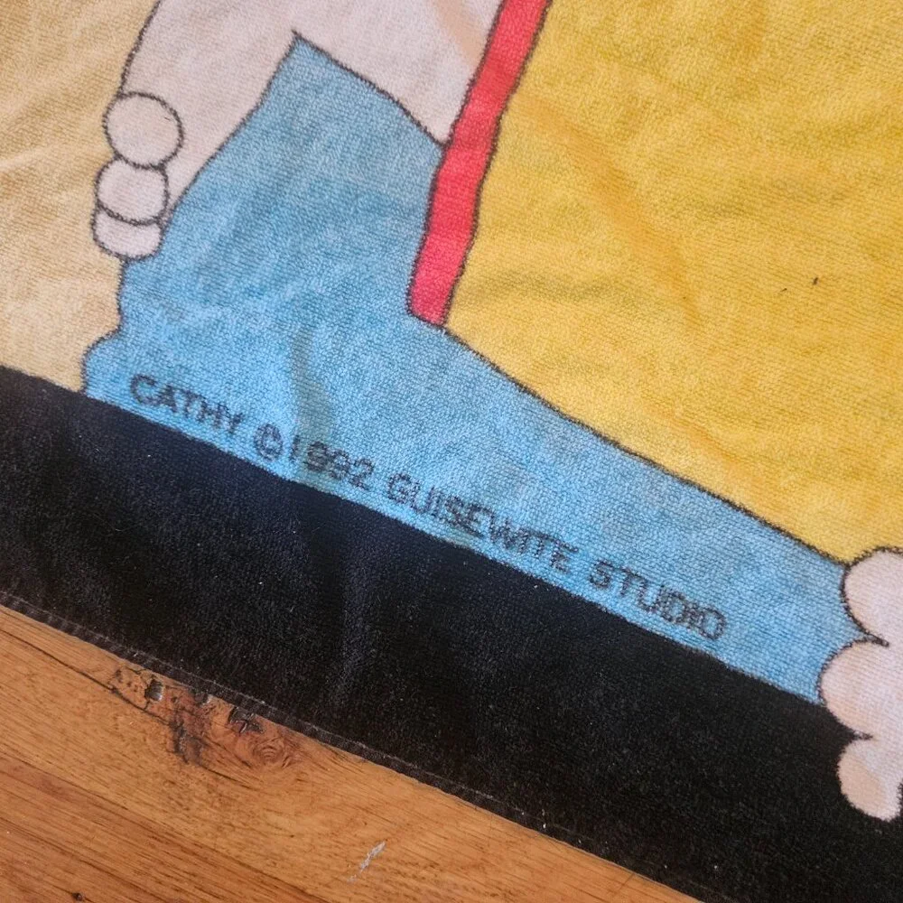 Vintage 90s 1992 Cathy Guisewite Studio comic cartoon beach bath towel cotton